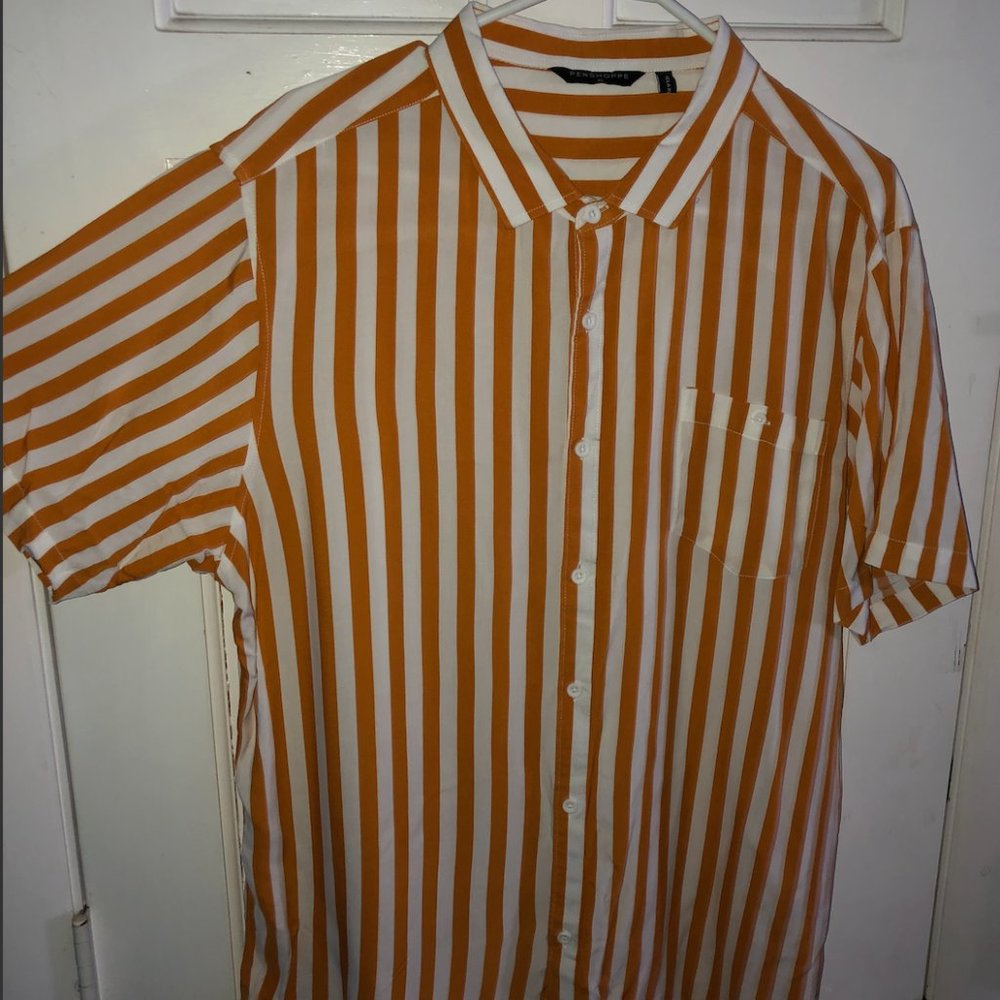 Penshoppe - Gold Striped Shirt Relaxed Fit